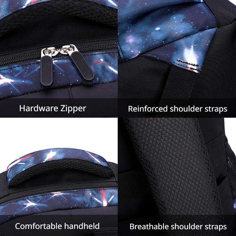 Mochila personalizada de céu estrelado para meninos, mochilas escolares de grande capacidade para estudantes do ensino médio de 4 a 6 anos