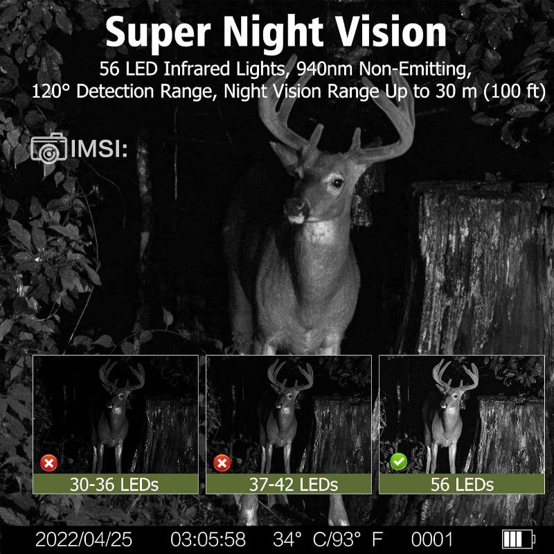 LS VISION Solar Wildlife 50MP 4K Video Trail Camera Night Vision 0.3s Motion Activated Waterproof Garden Camera Outdoor Hunting Monitoring
