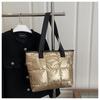 Korean Style 2025 Cotton Padded Large Tote Bag - Lightweight, Fashionable Single Shoulder Bag for Women