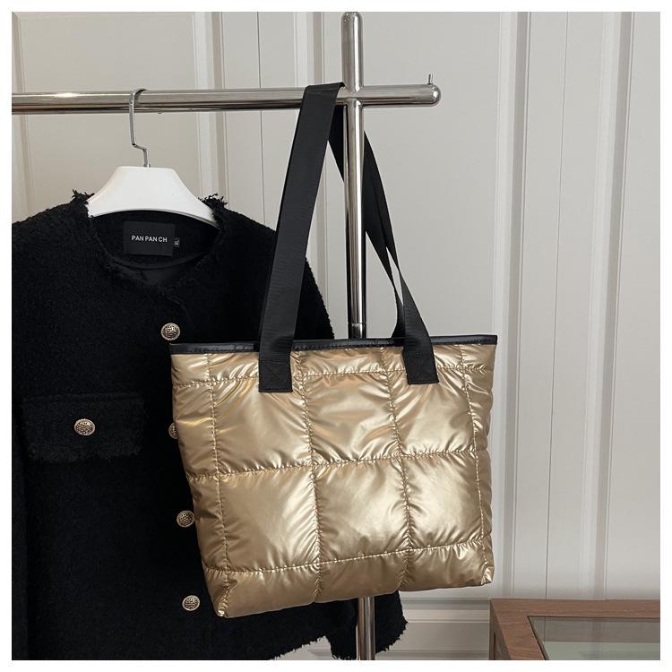 Korean Style 2025 Cotton Padded Large Tote Bag - Lightweight, Fashionable Single Shoulder Bag for Women