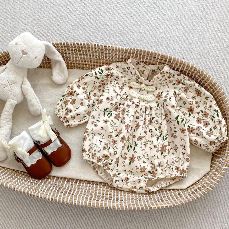 Kayoudo Chinese Style Floral Long-Sleeve Baby Romper S
