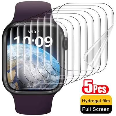 5pcs Hydrogel Film Screen Protector For Apple Watch 9 8 7 6 5 SE 38mm 40mm 41mm 42mm 44mm 45mm For Watch Series Ultra 3 2 1 49mm