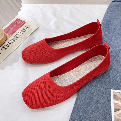 2025 Einfarbige Slipper aus Mesh Strick-Ballerinas Damen Casual Weiche Sohle Flache Bootsschuhe Klassische Mokassins