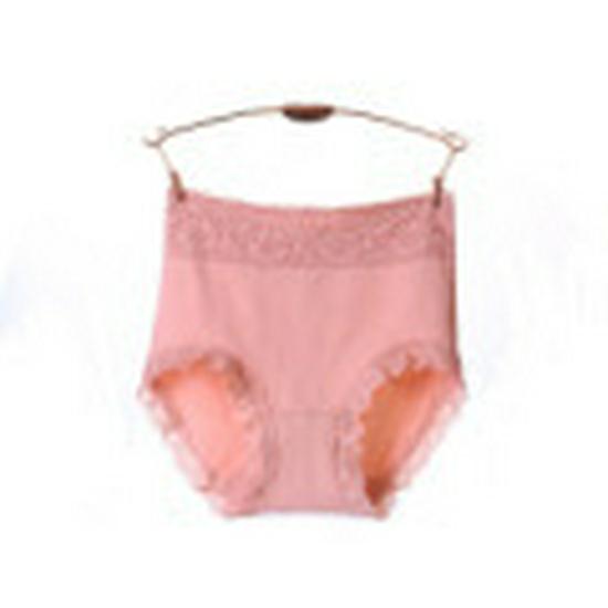 Women's Plus Size High-Waist Breathable Cotton Lace-Trim Tummy Control Panties