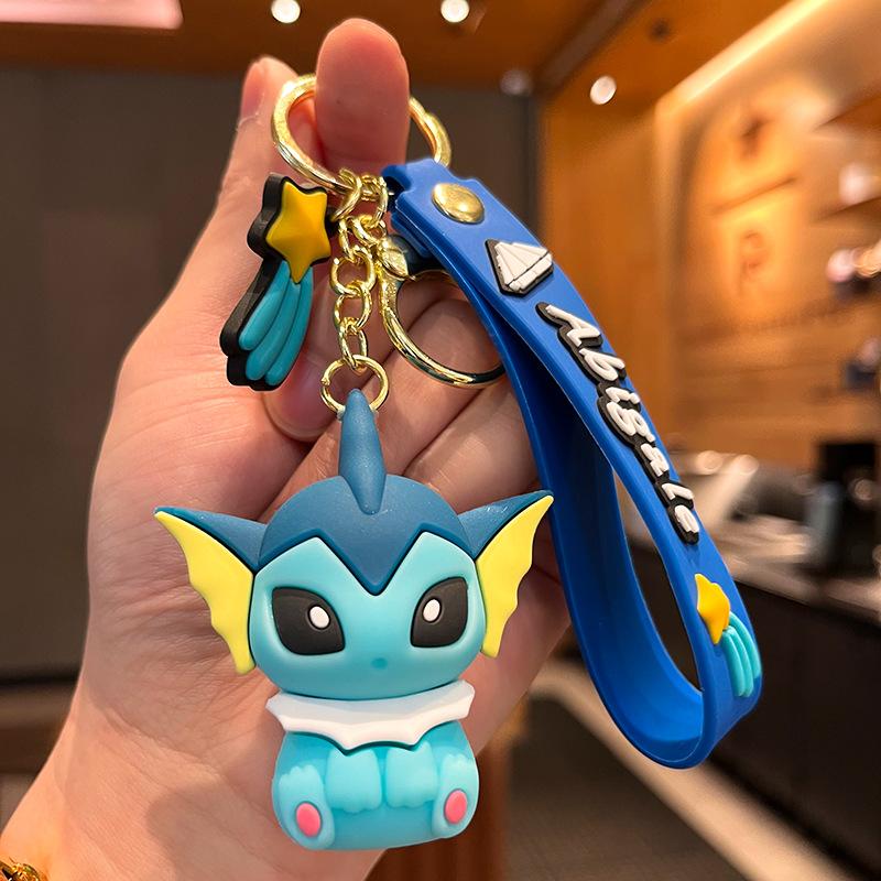 6cm Pokemon Anime Figure Eevee Pikachu Vaporeon Umbreon Glaceon PVC Figure Keychain Bag Keyring Children's Toys Birthday