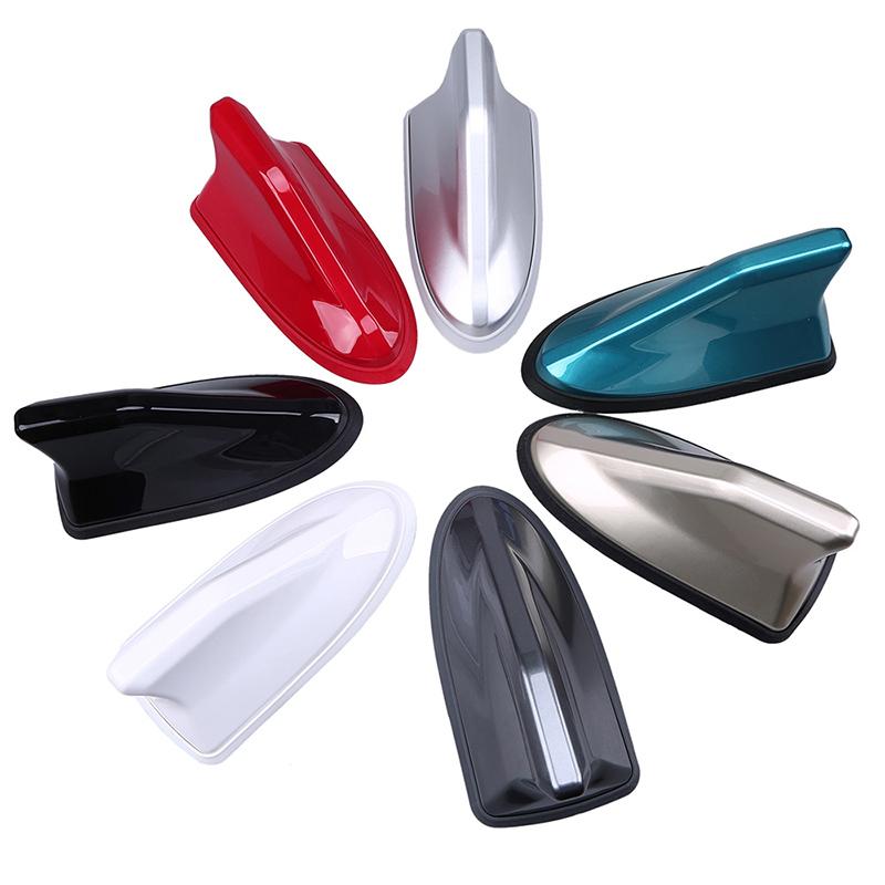 Shark Fin Antenna Universal Car Radio FM/AM Signal Amplifier Decorative Roof Aerial Base Sticker for SUV Sedan Auto Tuning