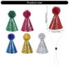 Pet Party Hat Glittering Powder Hat with Adjustable Rope For Dog and Cats 6PCS