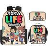 Toca Life World Cartoon-Aufdruck Kinder Schulrucksack-Set Mit Verstellbaren Luftpolster-Trägern Klassen 3-4