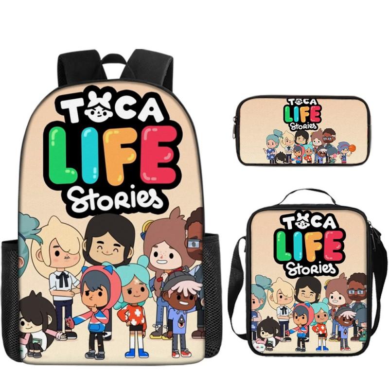 Toca Life World Cartoon-Aufdruck Kinder Schulrucksack-Set Mit Verstellbaren Luftpolster-Trägern Klassen 3-4