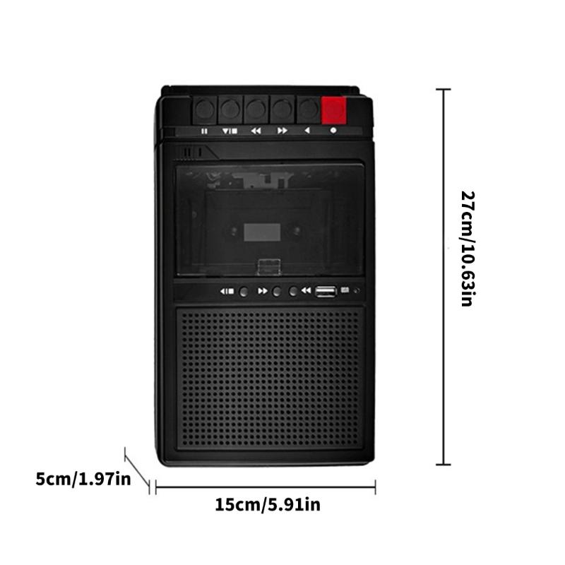 Portable Cassette Recorder Nostalgic Retro Portable Tape Player with USB Port for Sound Playback Outdoor Recording