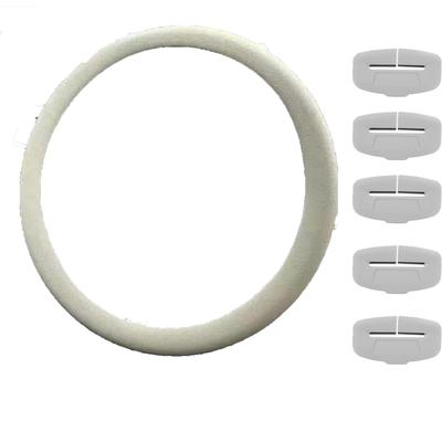 NekoZakka Car Silicone Steering Wheel Cover All Season Anti-Slip Design Sweat Comfort Grip (Beige White 1+ 5 Gray Buttons)