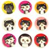 (100pcs/pack)15mm Wooden Cat Pattern Button Printing Cartoon Clothing Sewing Accessories Handmade Decoration Cat Clothes Toy