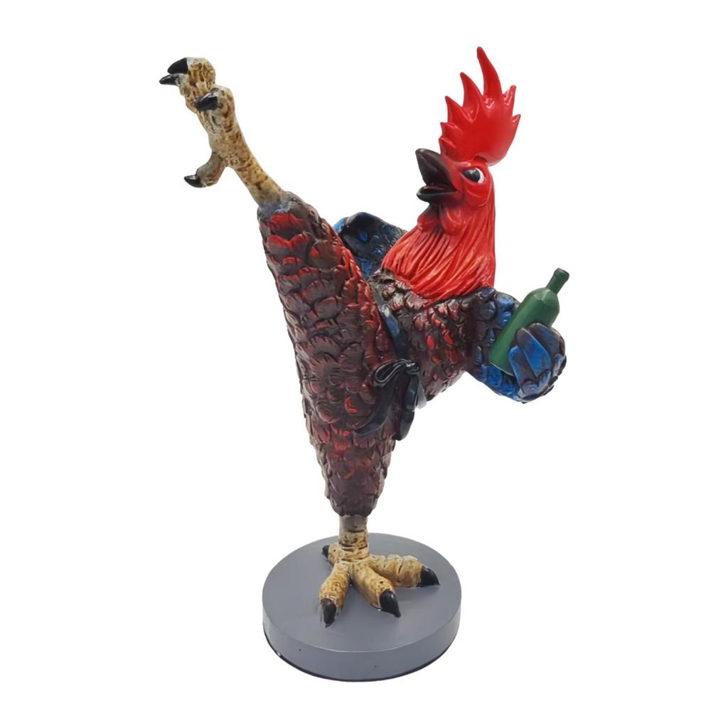 Kung Fu Chicken Figurine Modern Traditional Creative Rooster Statue Resin Sculpture for Fireplace Cabinet Entryway Desk Tabletop