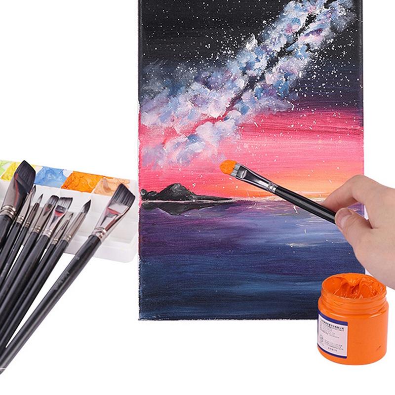 12Pcs Wooden Poles Nylon Hair Face Painting Body Painting Brushes Oil Painting Acrylic Watercolor Painting Pen Set