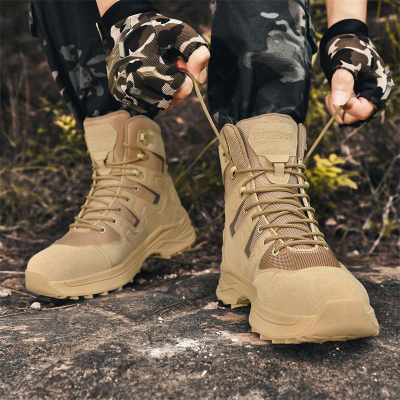 Outdoor Hiking Shoes Men Anti-slip Lace-up Breathable Wear-resistant High-top Boots Men Lace-up Low-top Casual Sports Shoes Men