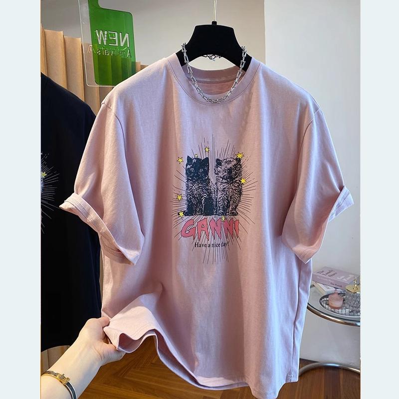 Summer pure cotton Casual oversized T Shirt Women's Streetwear Harajuku cartoon Short Sleeve T-shirts for Women Y2k Tops UNISEX