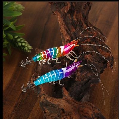 Crevette 80 mm 7 g Jig Calmar Lumineux à Pied Palmé Artificiel Calamar en Bois Leurre de Pêche en Mer Horizontal
