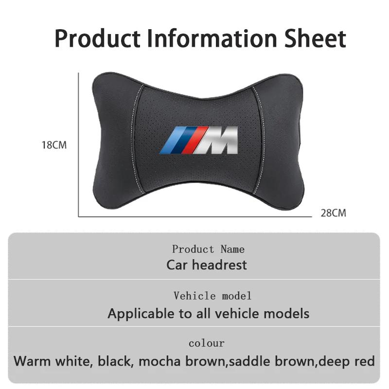 For BMW M X1 X2 X3 X4 X5 X6 X7 F39 G42 G26 F01 F02 F30 F10 E70 E30 E87 E61 G30 Valve Car Seat Headrest Auto Logo Neck Pillow SU5