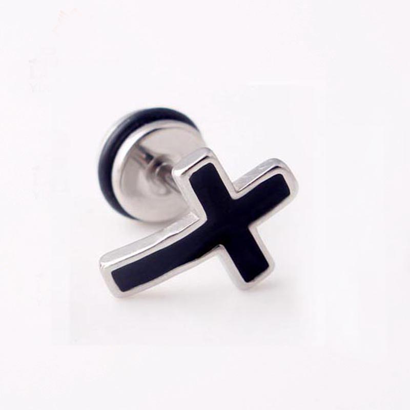 High Grade Stainless Steel Stud Earrings Anime Cross For Women Girls Fashion Geometric Ear Jewelry Birthday Gifts 2pieces