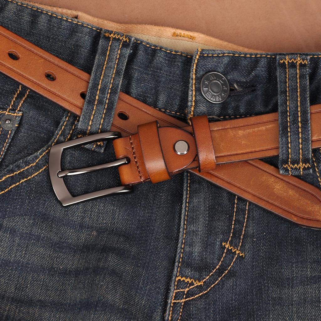 Retro-Gürtel Herren Erste Schicht Rindsleder Vollleder Vielseitig Baumrindenleder Nadelverschluss Gürtel Mittelalter und Junge Männer Neuer Gürtel
