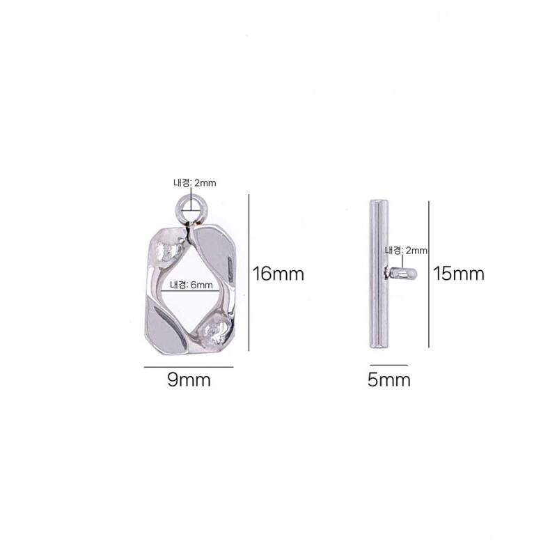 Surgical Steel Square Chain Toggle Bar 9x15mm
