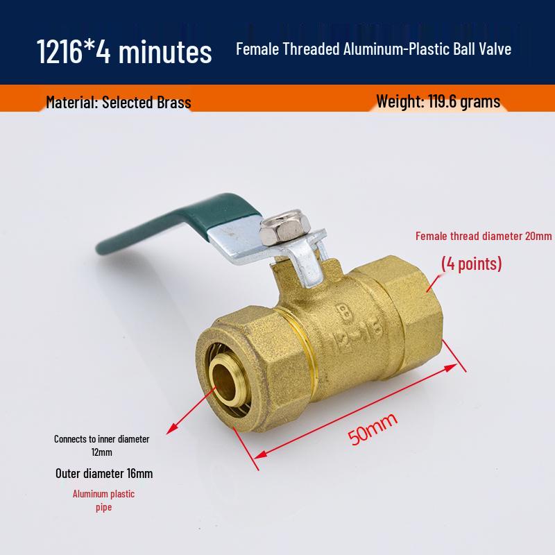 Solar Compression Ball Valve Switch with Aluminum-Plastic Pipe Fitting for Radiators 1/2" & 3/4" 2025 Model