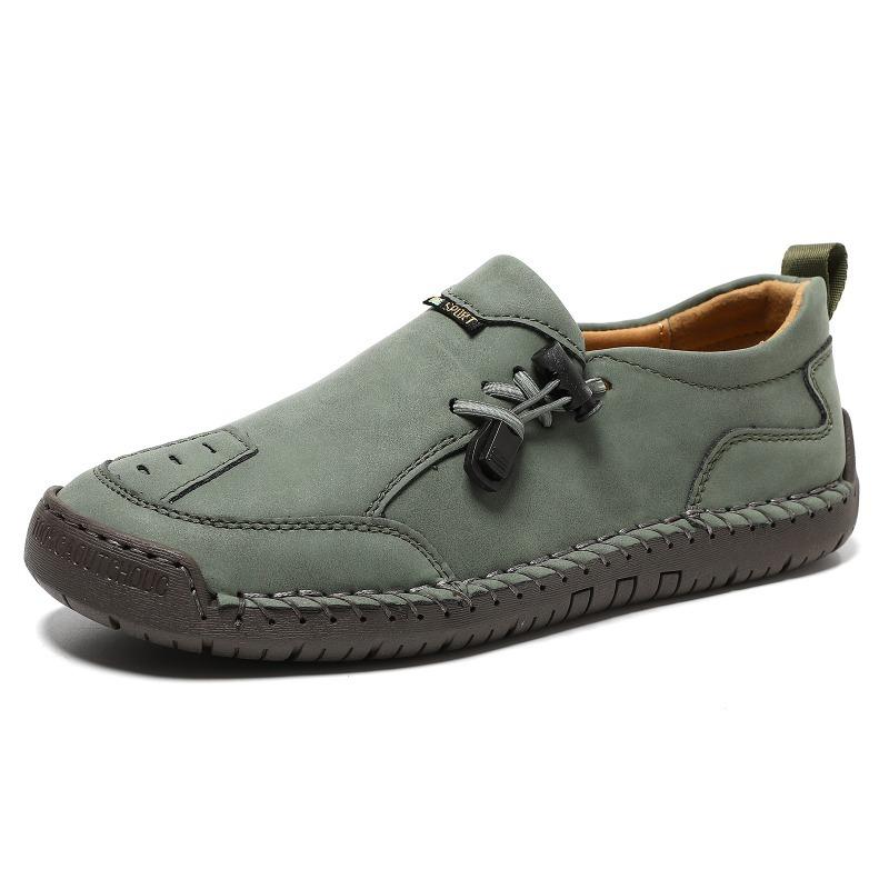 Plus Size Men's Handmade Casual Leather Shoes – Outdoor Fashion Lace-Up Oxfords with Non-Slip Sole, Lightweight Comfortable Walking Footwear