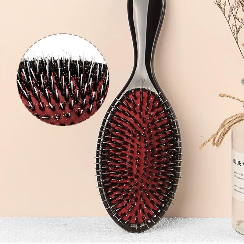 Salon Boar Bristle Hair Extension Brush Hairdressing Detangling Brush Combs Head Scalp Massager Brush Comb Anti Static Hair Comb