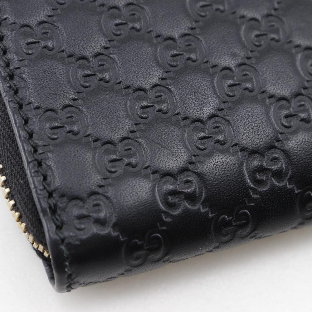 Gucci GG Micro Coin Purse 449896 Zip Around Outlet Black Sima Leather Unisex Used
