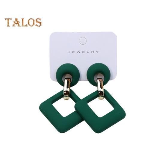 

1 пара геометричних сережок-крапель Квадратні порожнисті сережки Легкі, стійкі до деформацій ювелірні вироби, подарунок для мами, сестри, подруги темно-зелений колір