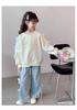Versatile Girls' Round Neck Pullover Hoodie for Spring and Autumn - Stylish and Sweet for Older Children