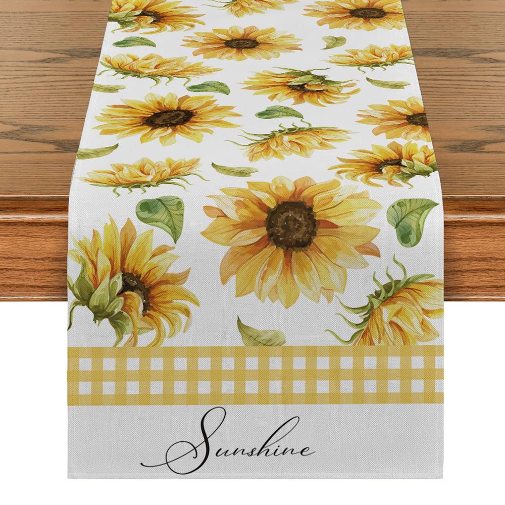 

Льняная скатерть для стола в деревенском доме с подсолнечником, скатерть для ресторана, вечеринки, свадебного декора стола 33x150cm