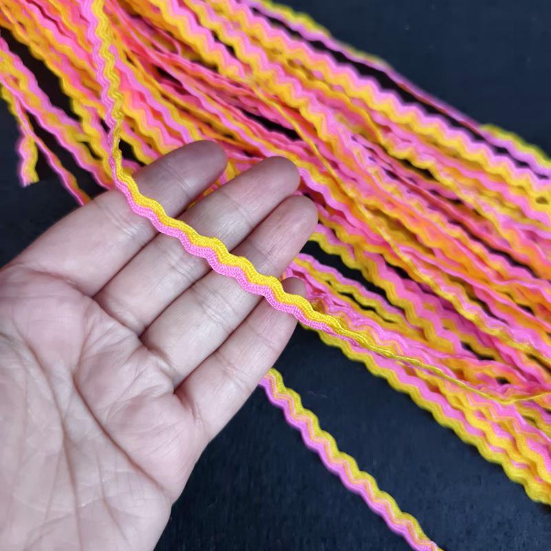 5mm S Şeklinde İki Renkli Dalga Desenli Kavisli Kemer DIY Giyim Aksesuarları için Denizci Dantel Şerit