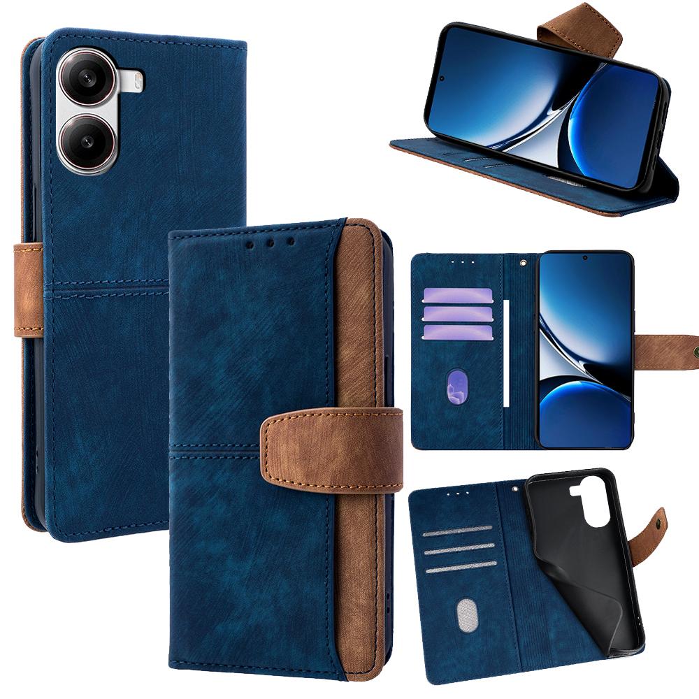 For Xiaomi Poco X7 Pro 5G/Redmi Turbo 4 5G Case RFID Blocking Color Splicing PU Leather Wallet Phone Cover