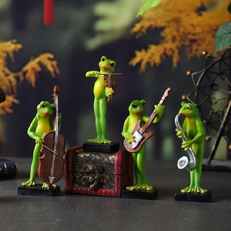 Creative Resins Musician Frogs Statue Figurine for Indoor or Outdoor Decoration Home Office Desktop Shelves Ornament