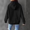 Solid Color Women Long Sleeve Pullover Hoodie with Pocket Plaid Round Neck