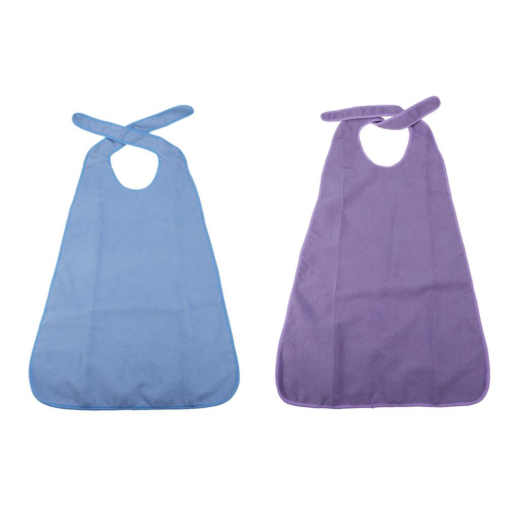 Adult Waterproof Elderly People Meal Bib Oversized Cloth Washable Feeding Aid Mealtime Protector Sky Blue