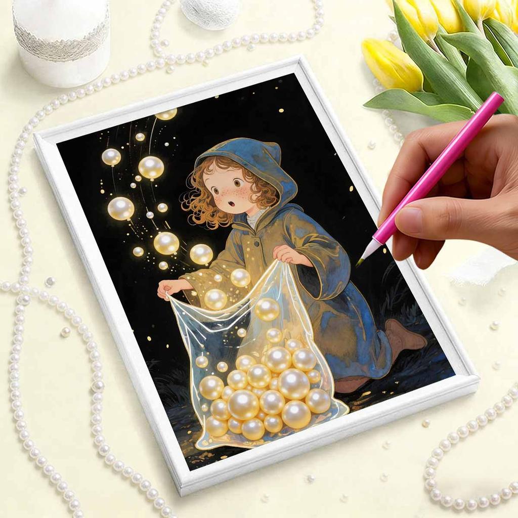 DIY Diamond Art Pearl Painting Kit for Adults, Little Girl Special Shaped Pearl Art Painting Wall for Home Office Decor Handmade Gift