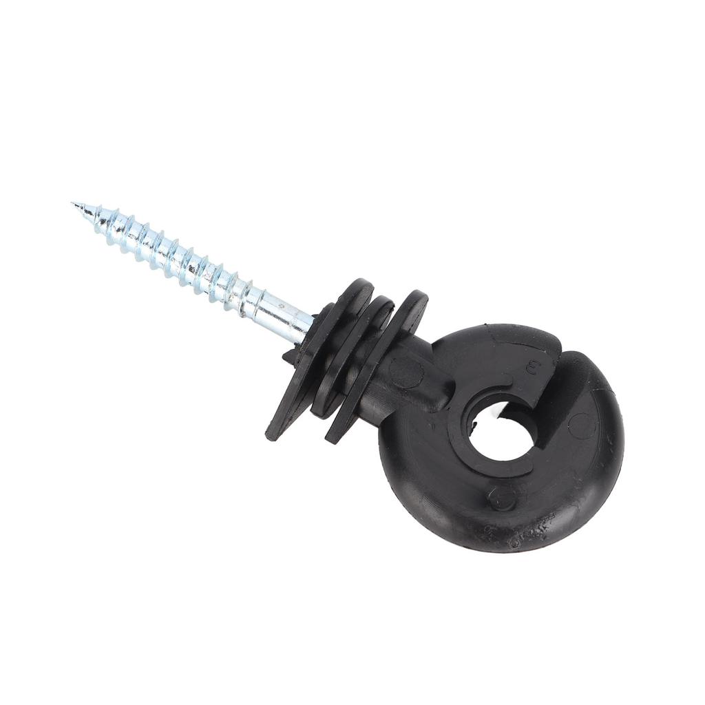 100Pcs Black Screw In Wood Post Ring Insulators for Electric Fencing Poly Wire Or Tape