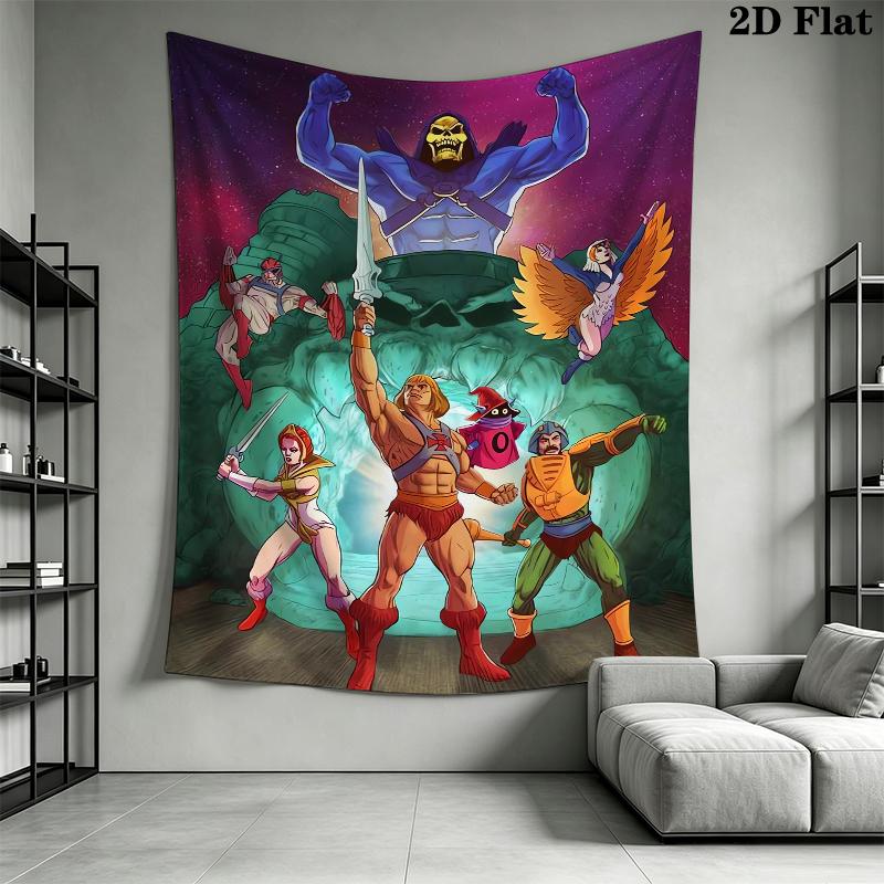 He Man Wall Tapestry Aesthetic Wall Hanging Printed Fabric Blanket Decorative Tapestries for Bedroom Living Room Home Decor