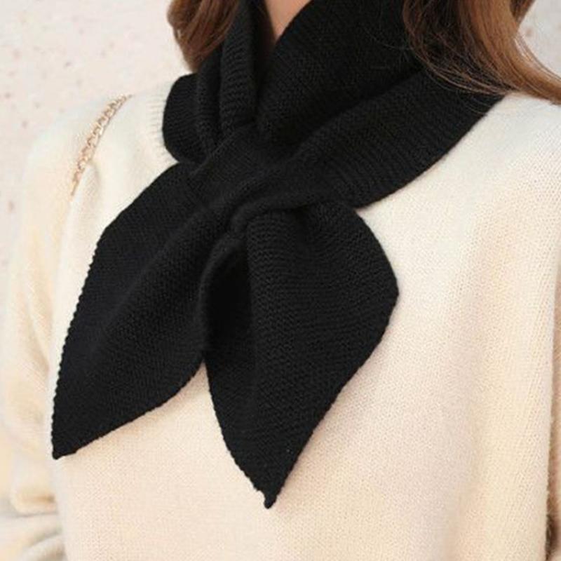 Autumn Winter Scarf Soft Neck Scarf Girls Knitted Sweater Bowtie Women Casual Cross Fishtail Scarf Straps Ladies Shawl