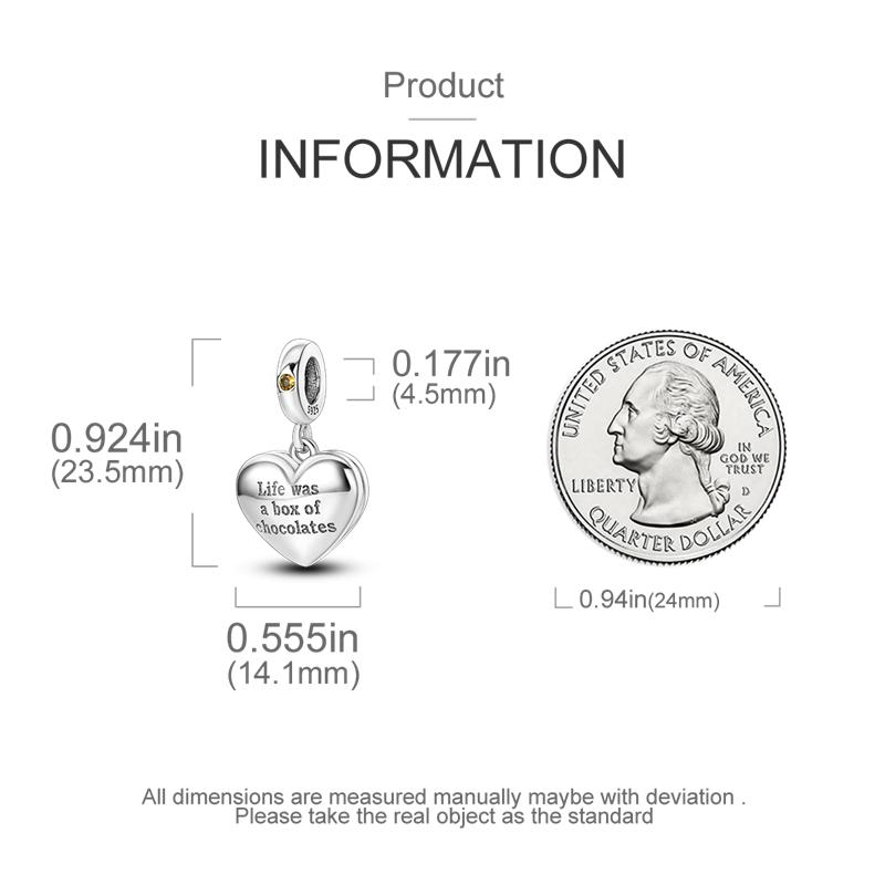 Original Charms Copper Chocolate Heart-Shaped Box Pendants Fit Charms Plata Bracelets For Women Women Jewelry Making Diy