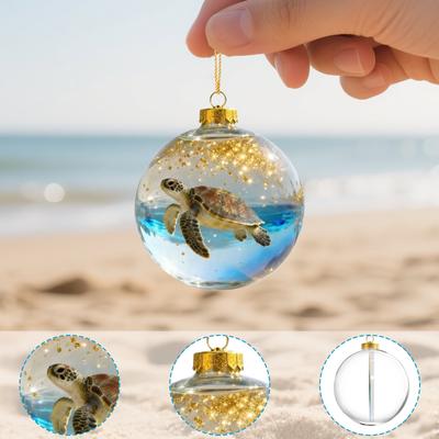 Playful Animal Acrylic Christmas Ball Decoration, Animal Wonder Series Decoration,  Life Christmas Decorative Ball Winter Holiday (Sea Turtle)