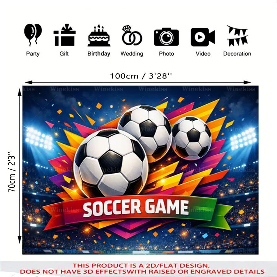 1pc 2D Flat Soccer Theme Decorative Banner Soccer Party Backdrop Indoor Outdoor Garden Patio Holiday Celebration Party Decor Photo Booth