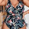 Plus Size Full Coverage Swimsuit With Print Tummy Control Wire-Free Padded Bodysuit Women
