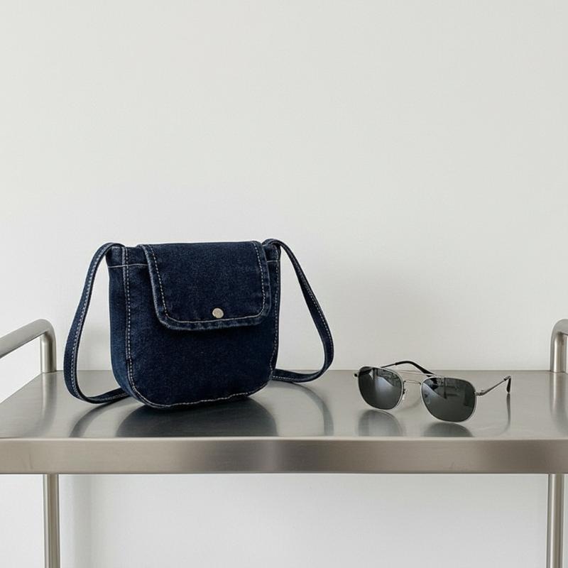 Trendy Denim Crossbody Bag for Women Fashionable Shoulder Purse Soft Handbag for School Campus