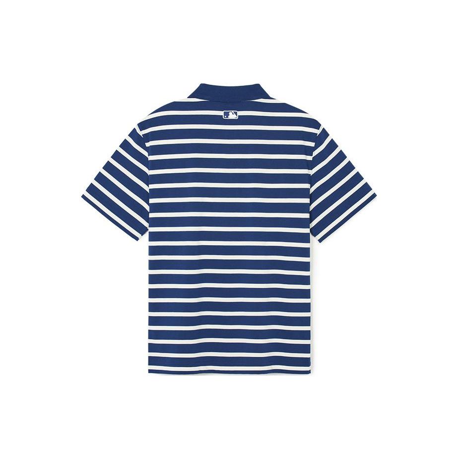 MLB New York Yankees Gestreiftes Lässiges Kurzarm-T-Shirt Nautisches Poloshirt Unisex Oberteile Hellblau 3APQV0343-50NYL