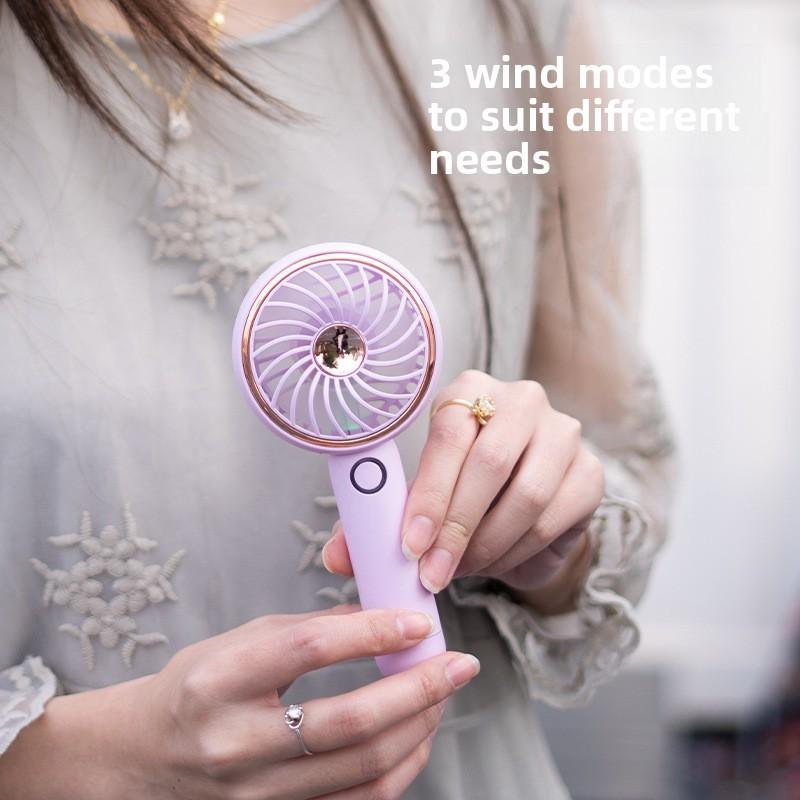 Mini Usb Handheld Fan With Detachable Base And 3speed Adjustable Airflow
