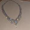 Luxurious European-American Crystal Tassel Necklace - Geometric Design, High-End Chic for Women
