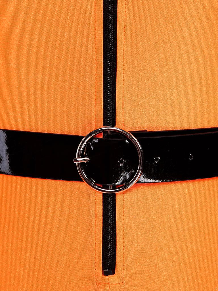 Womens Prisoner Roleplay Costume Zipper Jumpsuit with Belt Halloween Party Fancy Dress